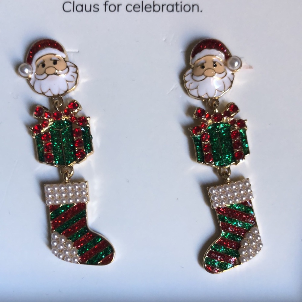 BaubleBar Christmas Santa and Gift Earrings - SLEIGH ALL DAY - Picture 2 of 6
